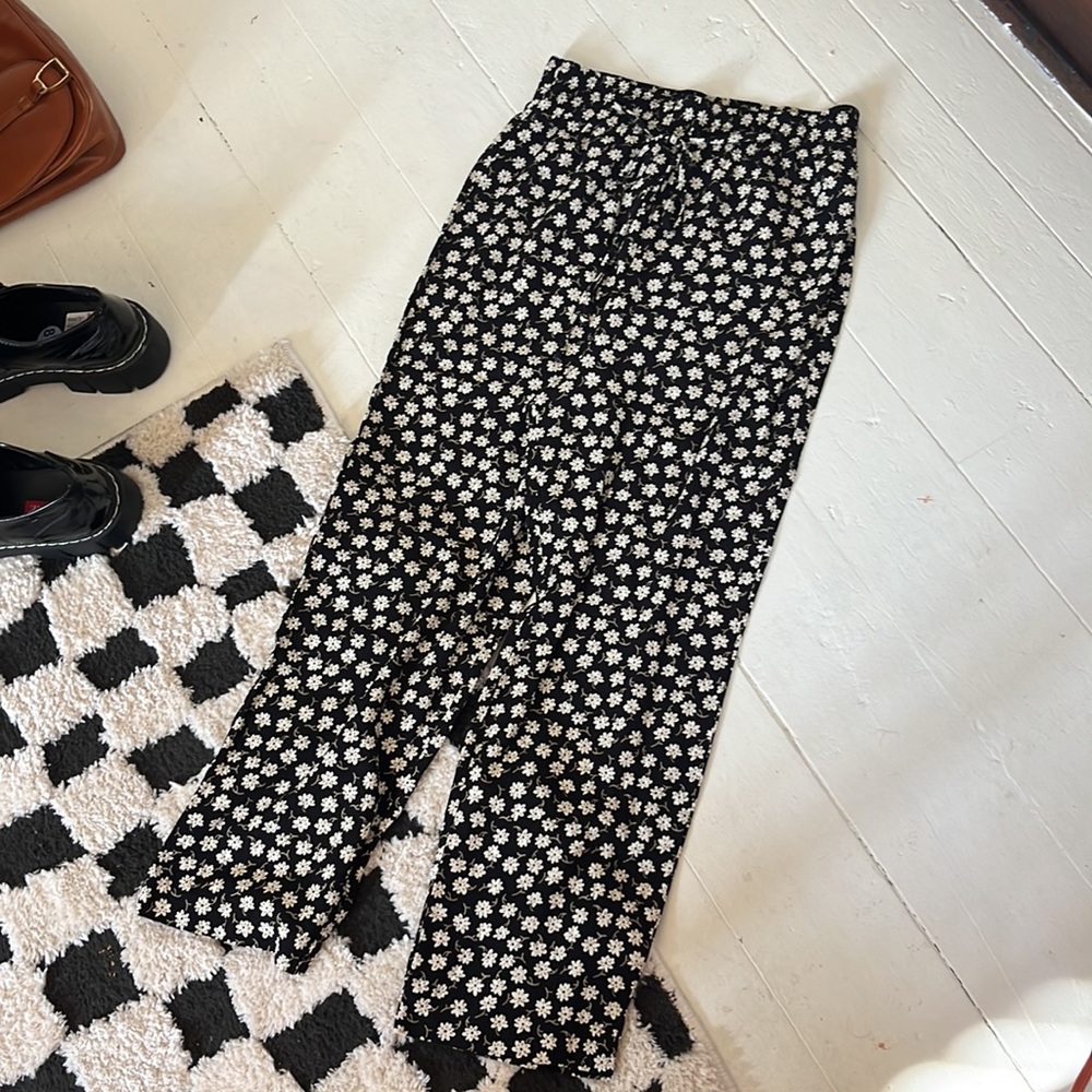 Vintage Floral Elastic Pants